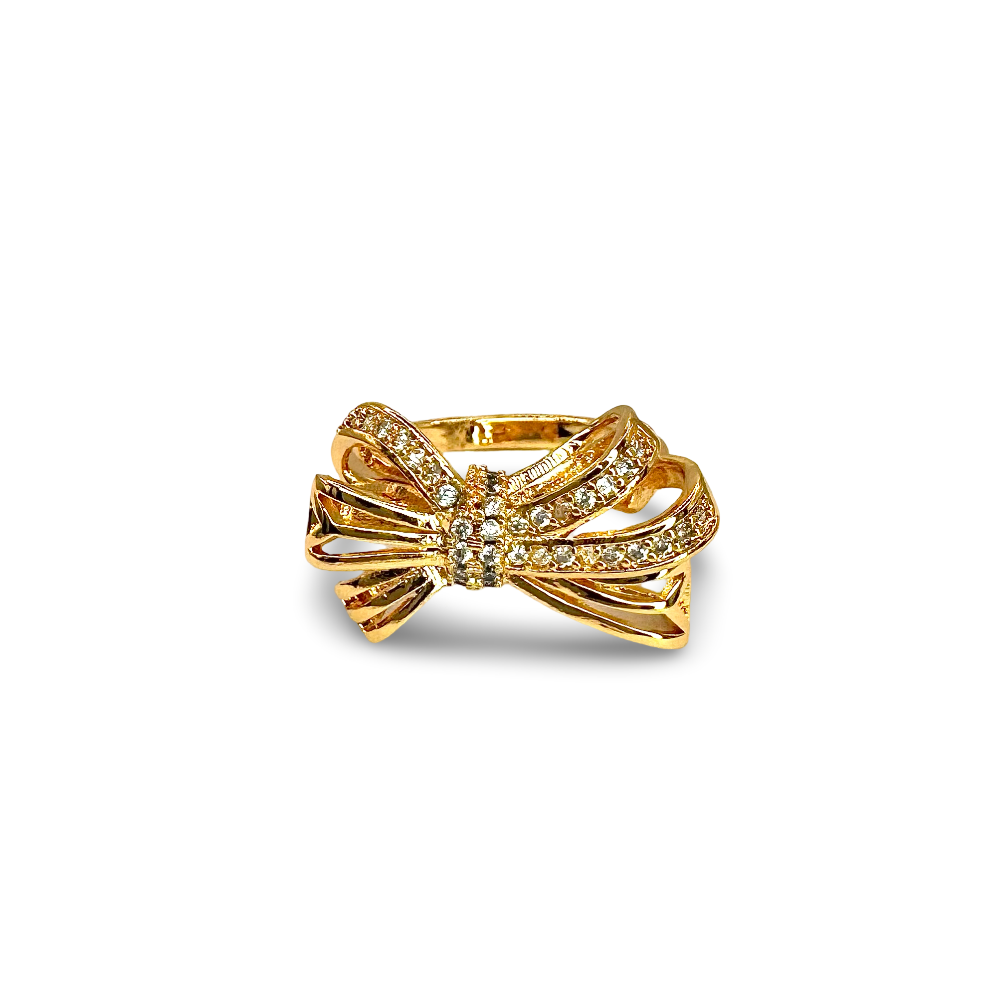 Triple Ribbon Pave CZ & Gloss Bow Ring