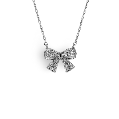 Small Pave Festoon Bow Necklace