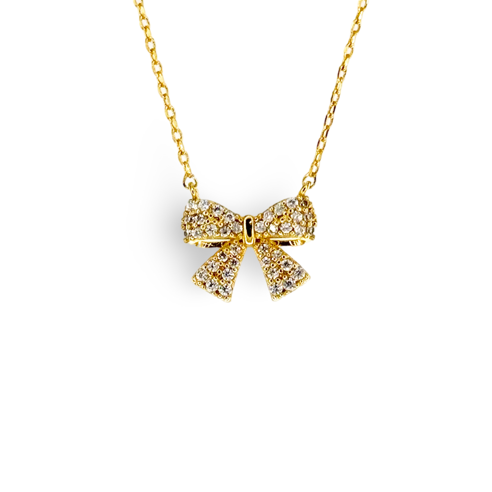 Small Pave Festoon Bow Necklace