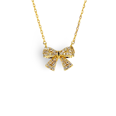 Small Pave Festoon Bow Necklace