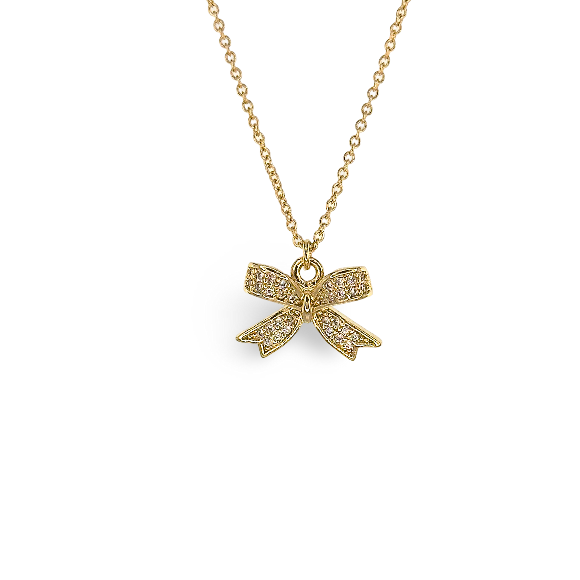 Pave CZ Tiffany Bow Necklace