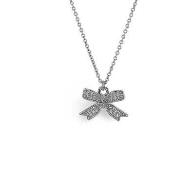 Pave CZ Tiffany Bow Necklace