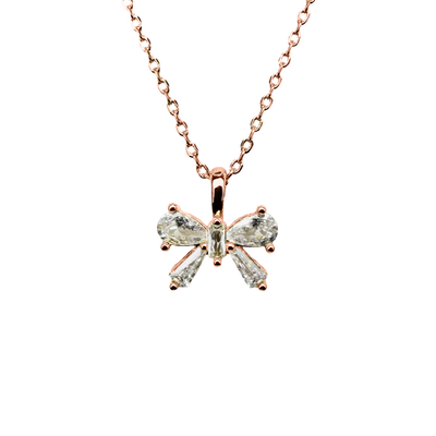 Small Baguette CZ Bow Necklace