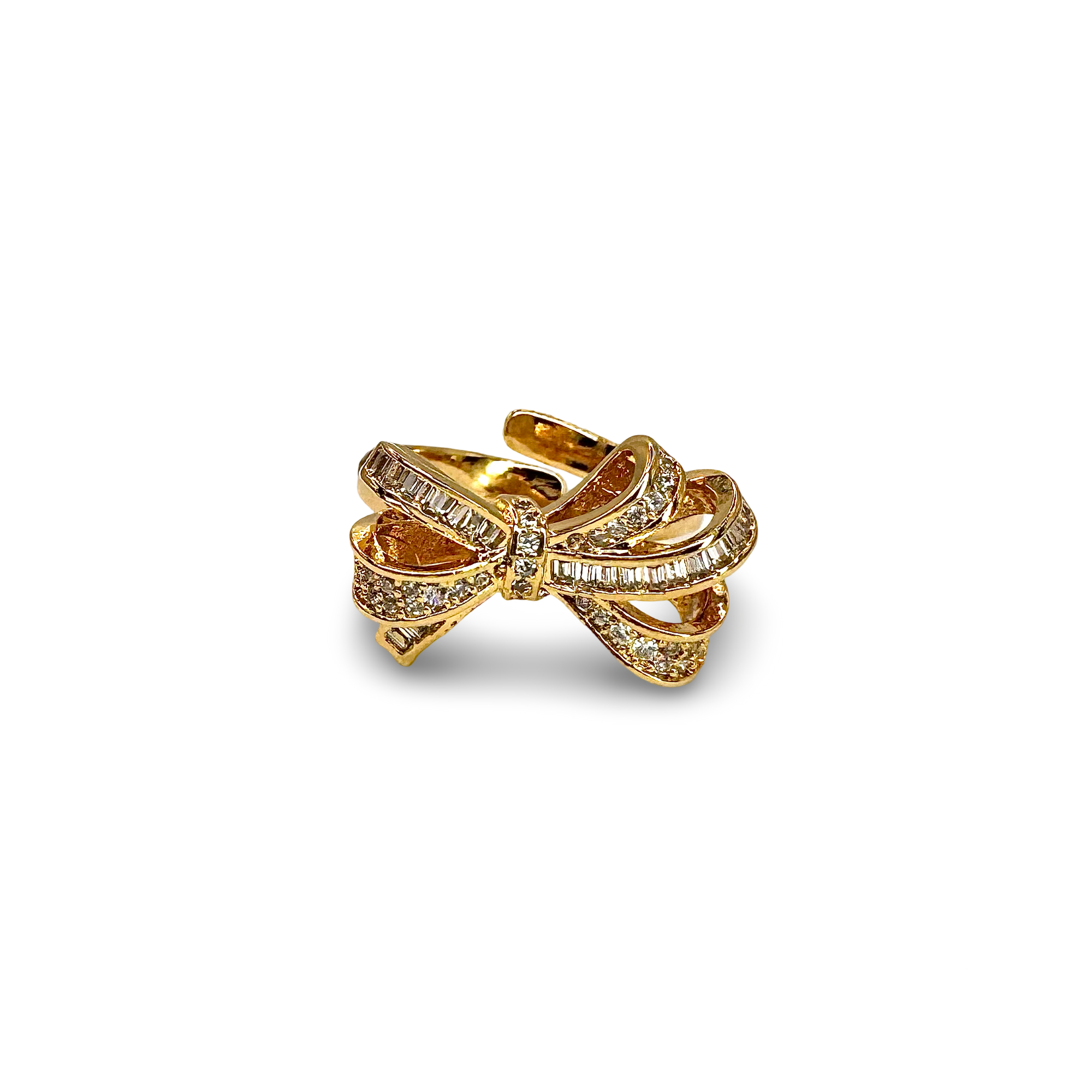 CZ Pave Baguette Cluster Bow Ring