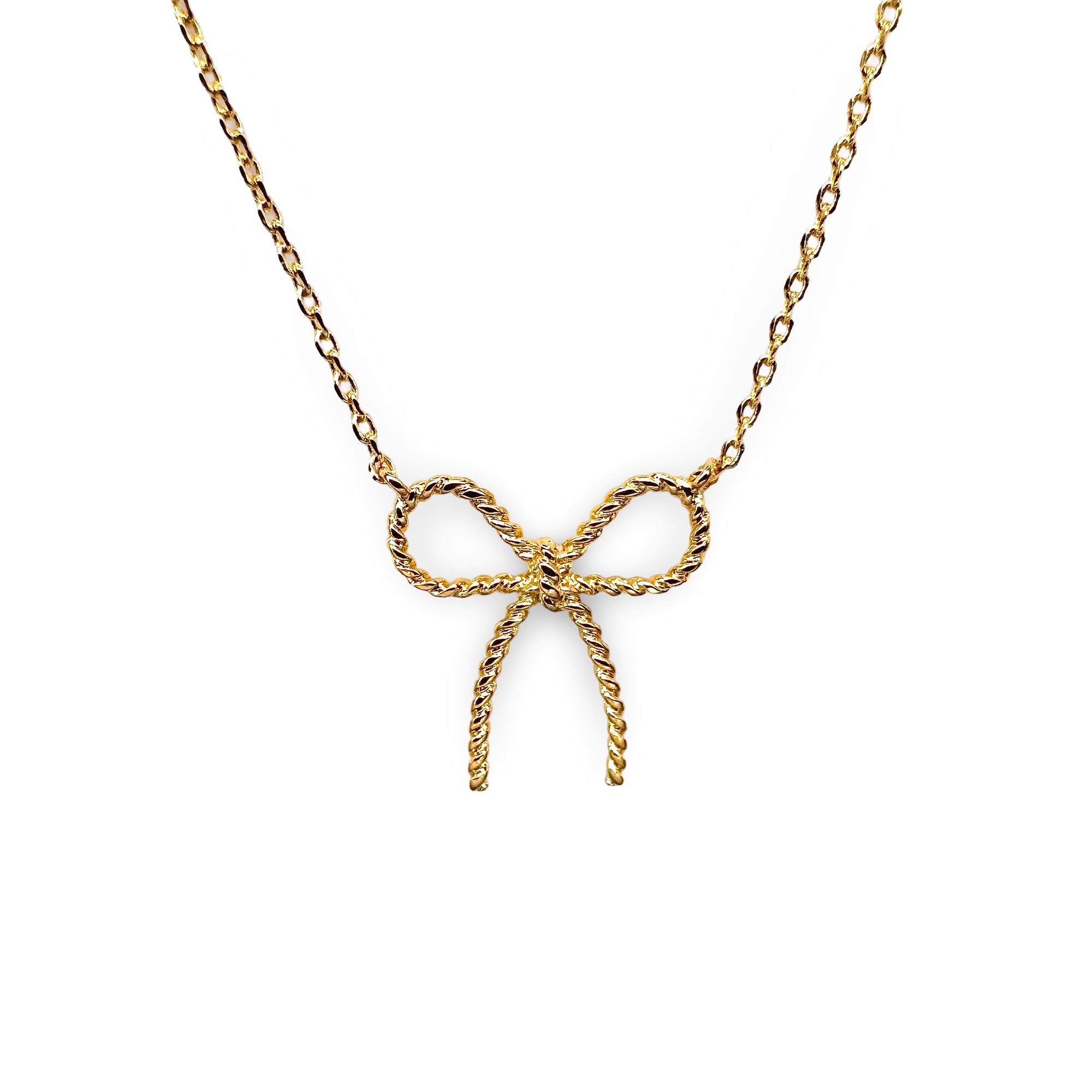 Dainty Rope Twist Festoon Bow Necklace