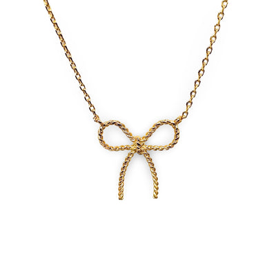 Dainty Rope Twist Festoon Bow Necklace