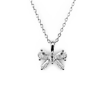 Small Baguette CZ Bow Necklace