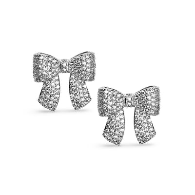 Medium CZ Pave Perfect Bow Stud Earrings