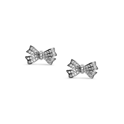 Dainty Triple Row Channel Set CZ Bow Stud Earrings