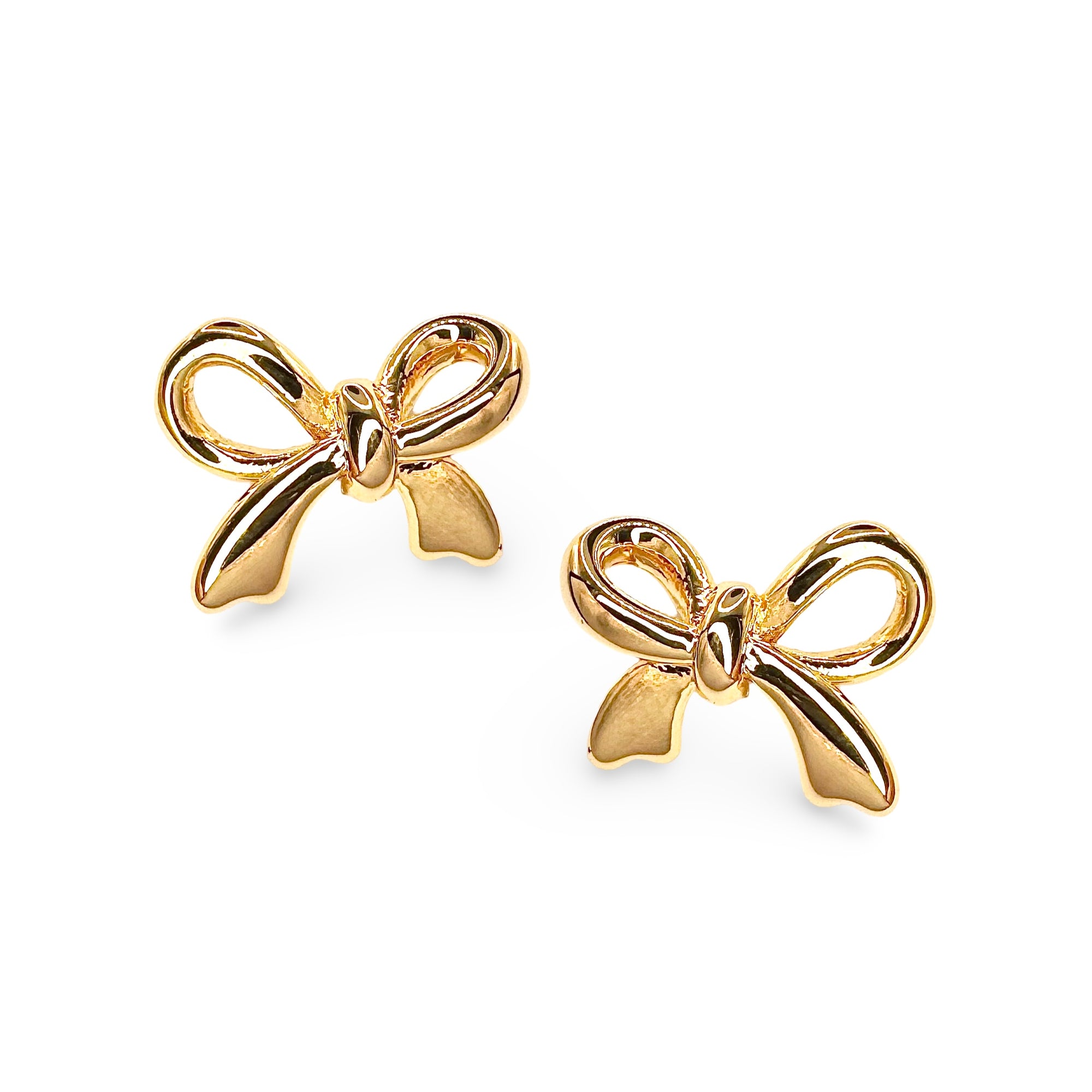 Glossy Twist Bow Stud Earrings