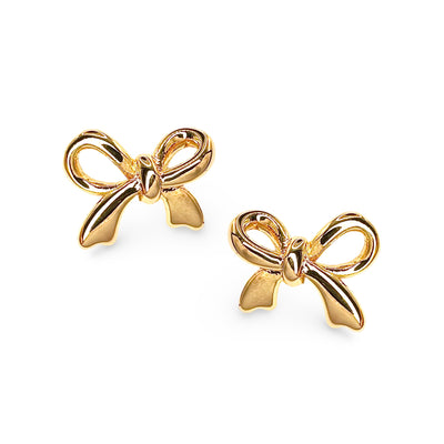 Glossy Twist Bow Stud Earrings