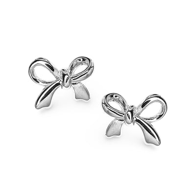 Glossy Twist Bow Stud Earrings