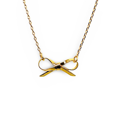 Small Sleek Gloss Festoon Bow Necklace