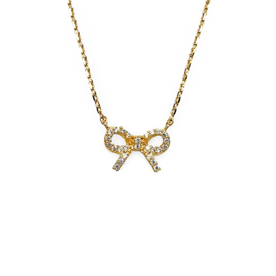 Dainty Pave Bow Festoon Necklace