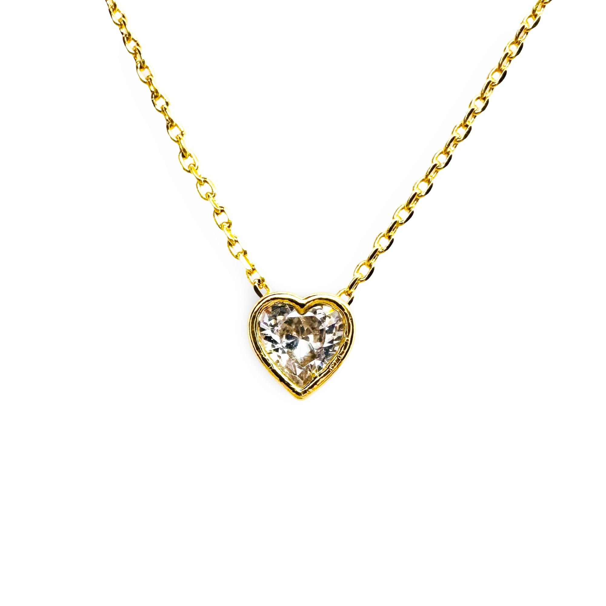 Extra Small CZ Heart Bezel Slide Necklace