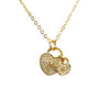 CZ Micropave Double Heart Padlock Necklace