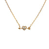 Small CZ Bezel Festoon Heart Arrow Necklace