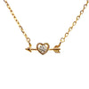 Small CZ Bezel Festoon Heart Arrow Necklace