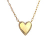 Pave Frame Gloss Heart Paperclip Chain Necklace