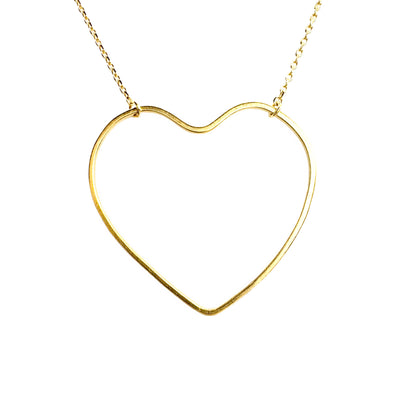 Thin Etched Large Heart Outline Festoon Necklace