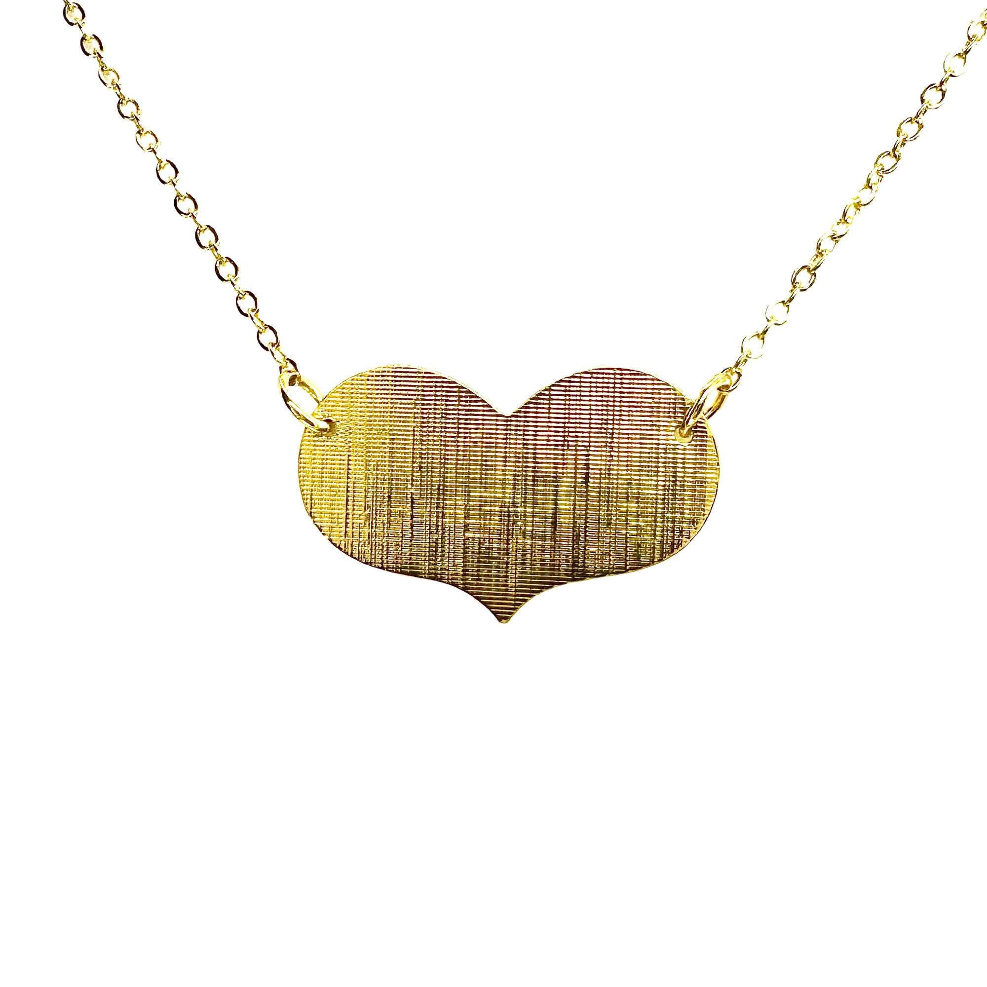 Etched Wide Flat Festoon Heart Necklace