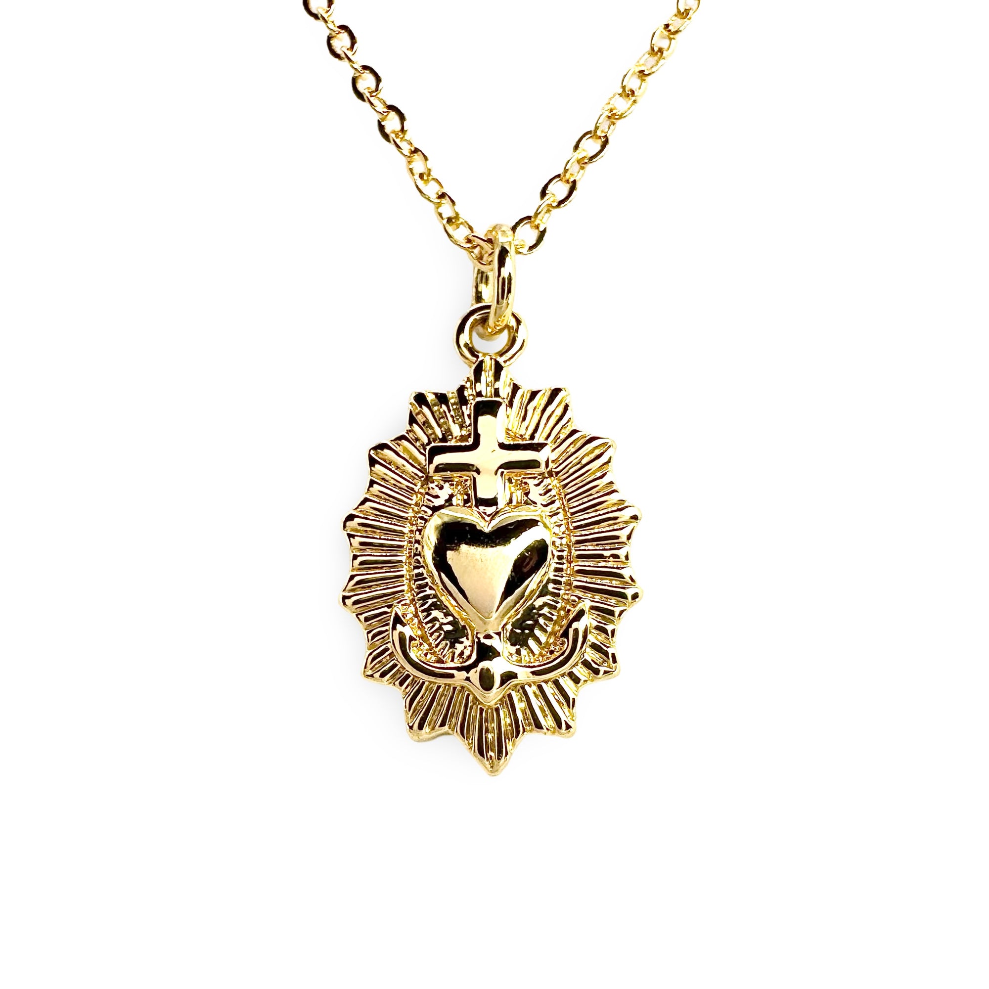 Small Glossy Strobe Sacred Heart Necklace