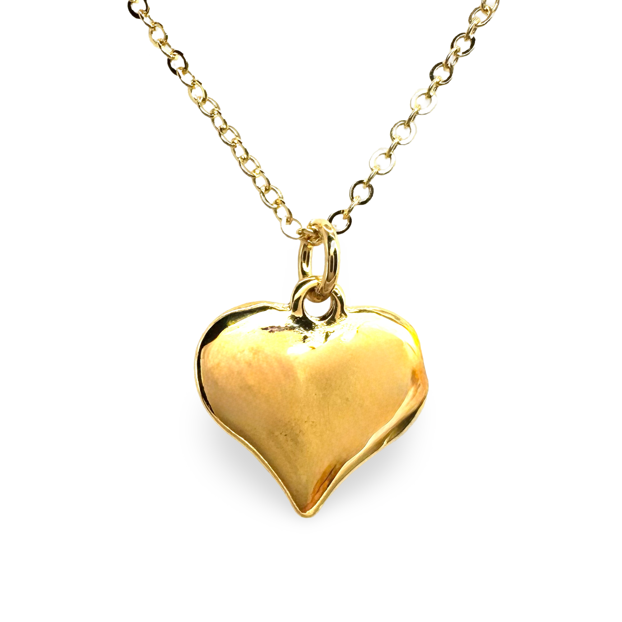 Medium Glossy Puffy Heart Necklace