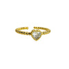 Cable Heart Bezel CZ Ring