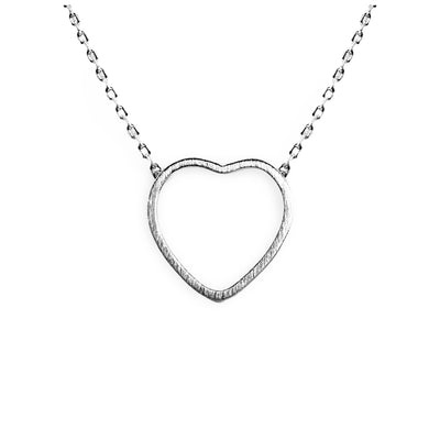 Small Etched Outline Heart Necklace