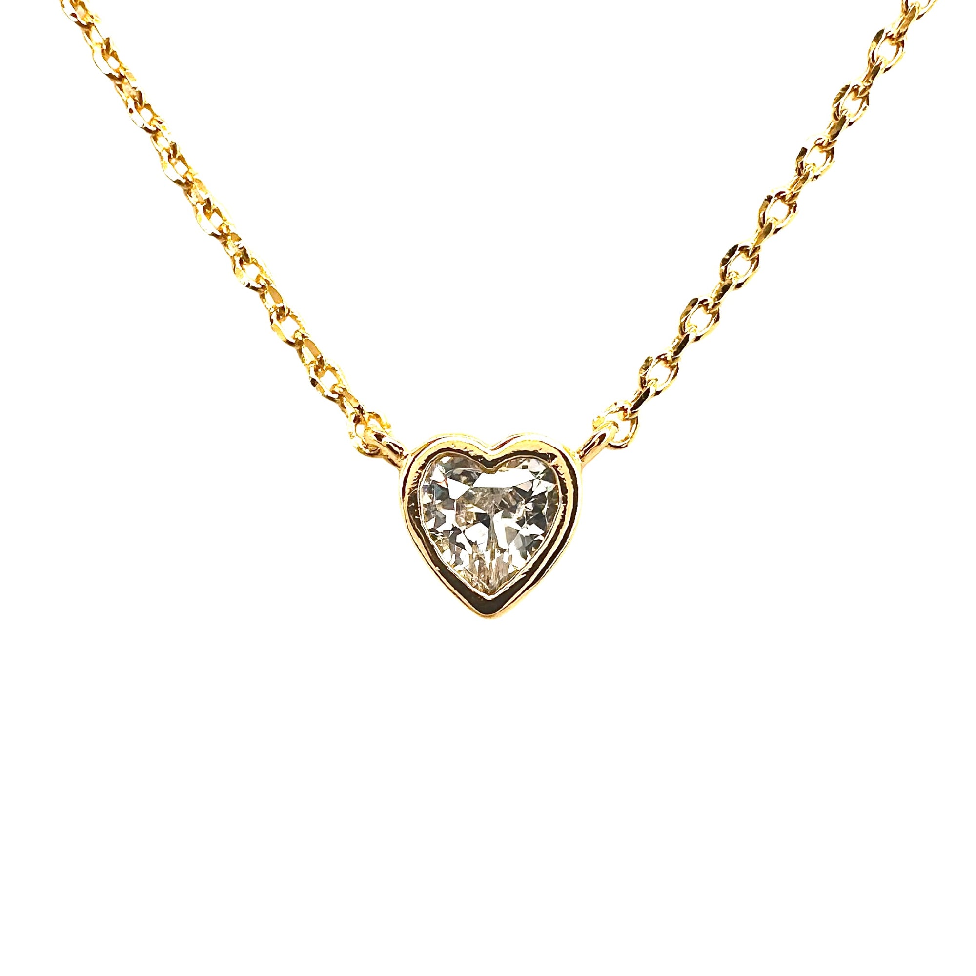 Mini CZ Heart Bezel Festoon Necklace