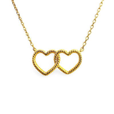 Cable Linked Festoon Hearts Necklace