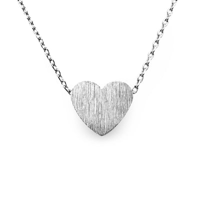 Small Flat Etched Block Slide Heart Necklace