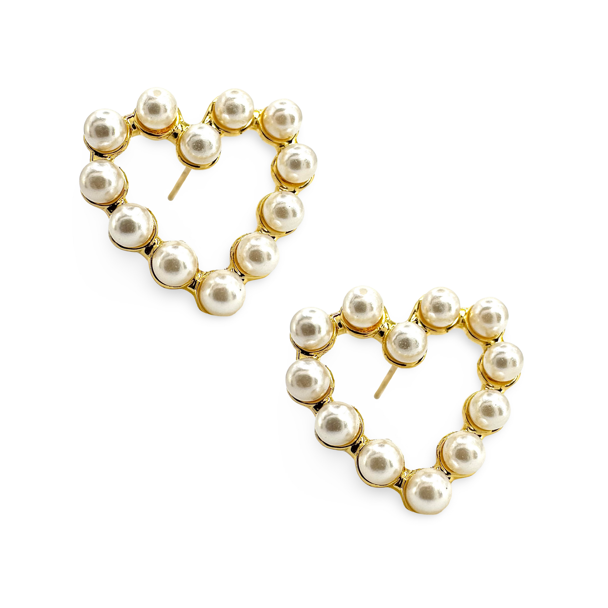 Small Pearl Heart Outline Earrings