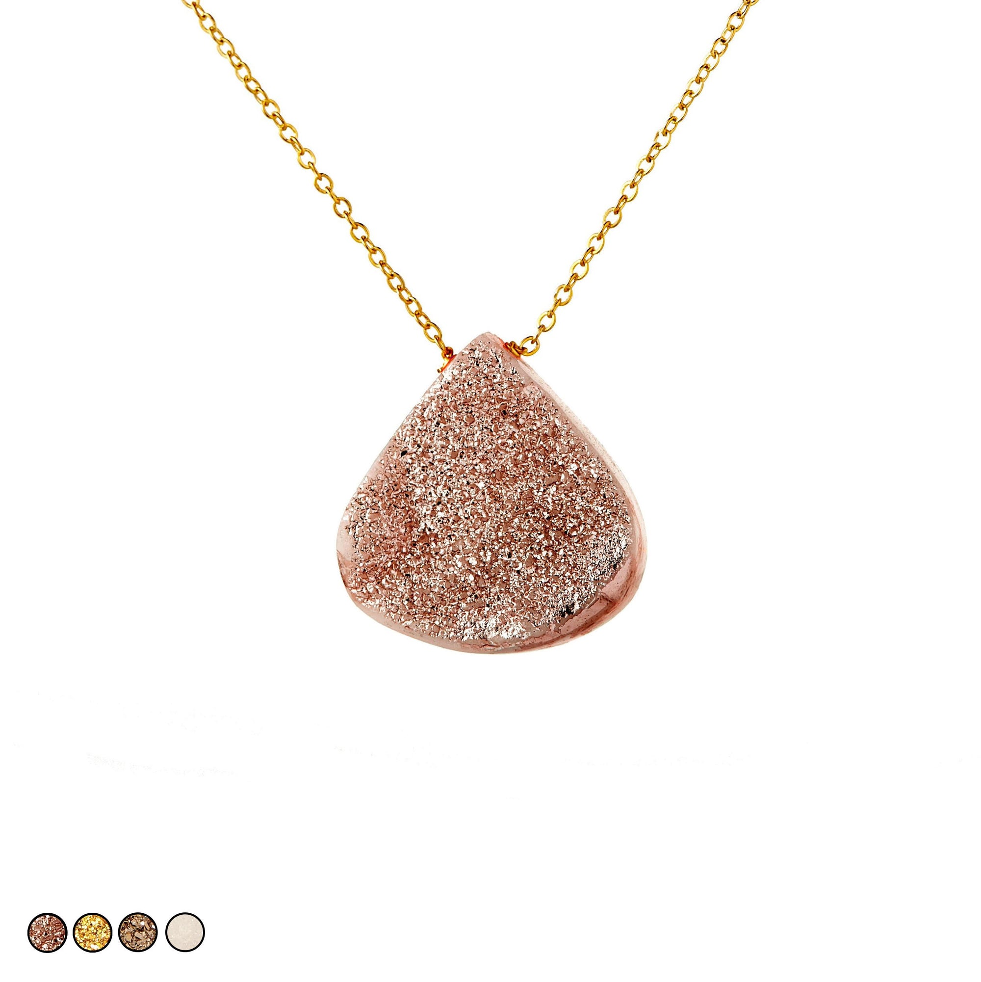 Large Drusy Necklace (Rose Gold)