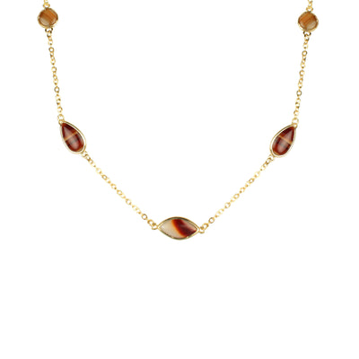 Bezeled Agate Long Station Necklace