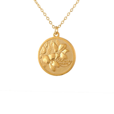 Vintage Birthflower Coin Necklace