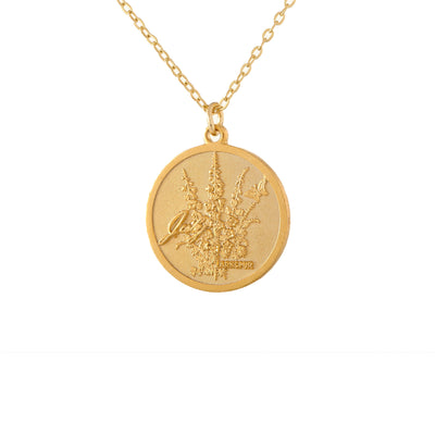 Vintage Birthflower Coin Necklace