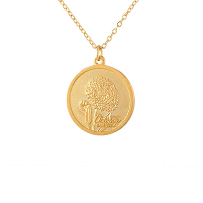 Vintage Birthflower Coin Necklace