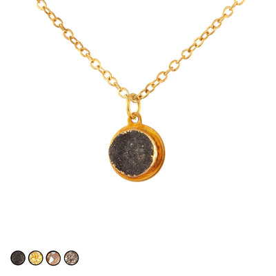 Sparkle Geode Charm Necklace (Gun Metal)