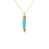 Gold Capped Blue Stone Tooth Necklace