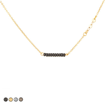 Mini Beads with Chain Accent Choker Necklace (Gold)