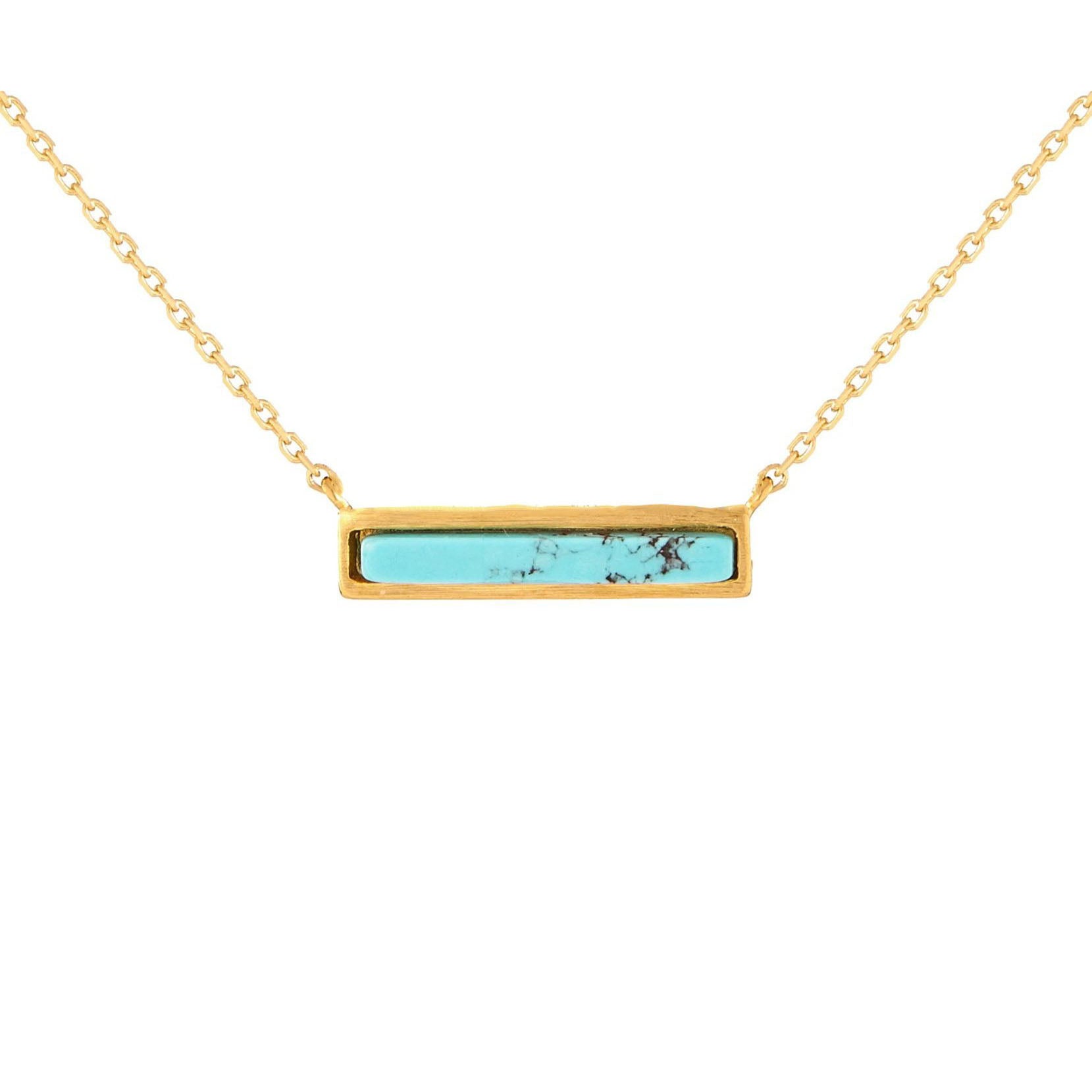 Gold and Turquoise Bar Triangle Necklace