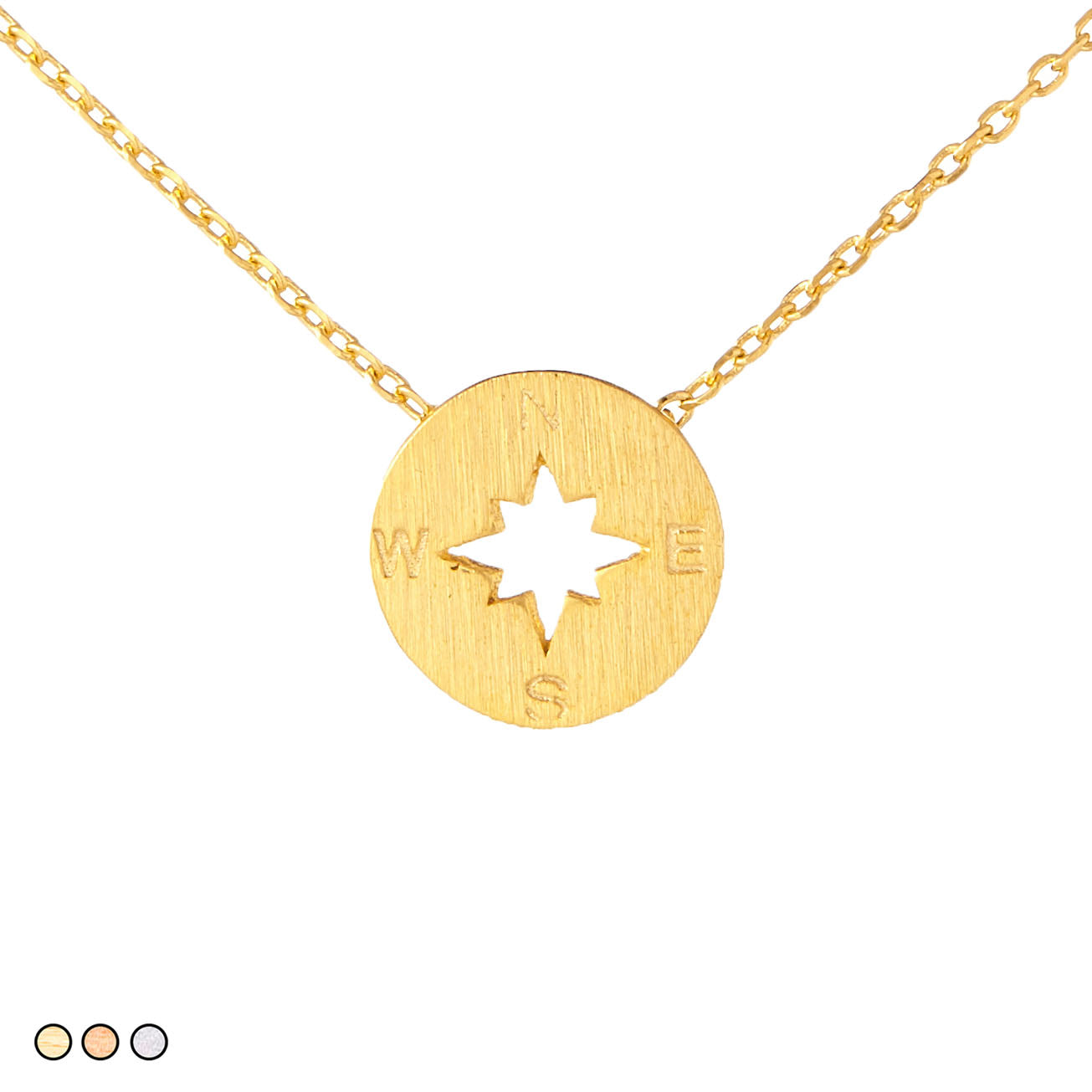 Compass Minimalist Festoon Necklace (Gold, Rose Gold, Silver)