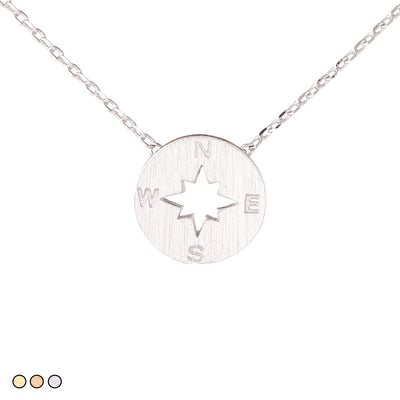 Compass Minimalist Festoon Necklace (Gold, Rose Gold, Silver)