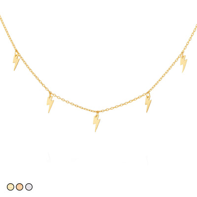 Mini Lighting Bolt Charm Necklace (Silver, Gold, Rose Gold)