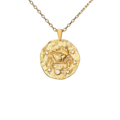 Hammered CZ Zodiac Necklace