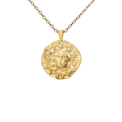 Hammered CZ Zodiac Necklace