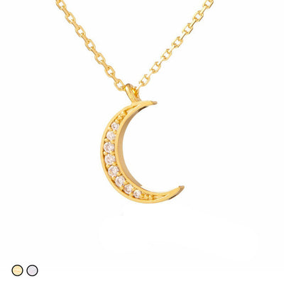 Pave Small Crescent Moon (Silver, Gold)