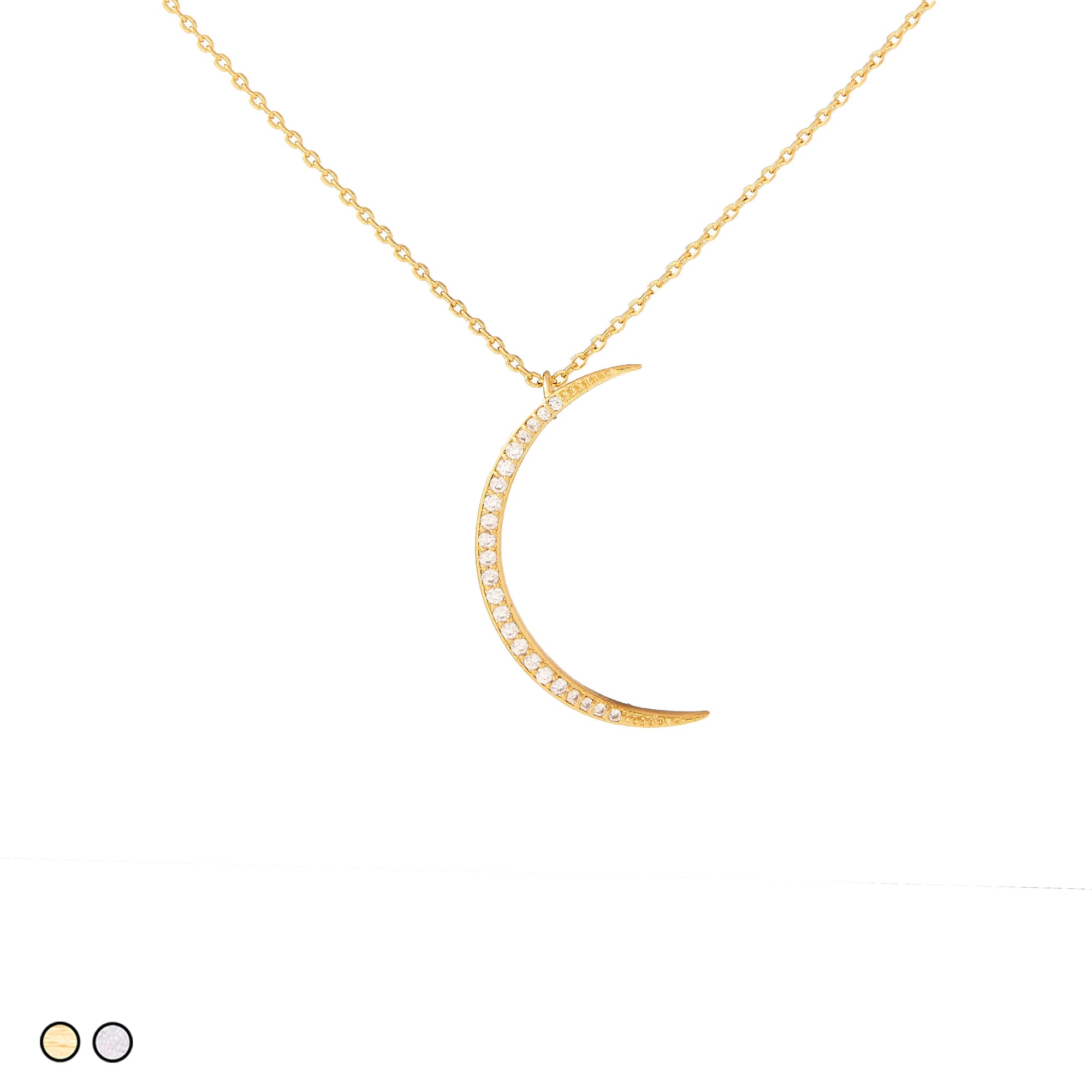 Pave Crescent Moon (Silver, Gold)