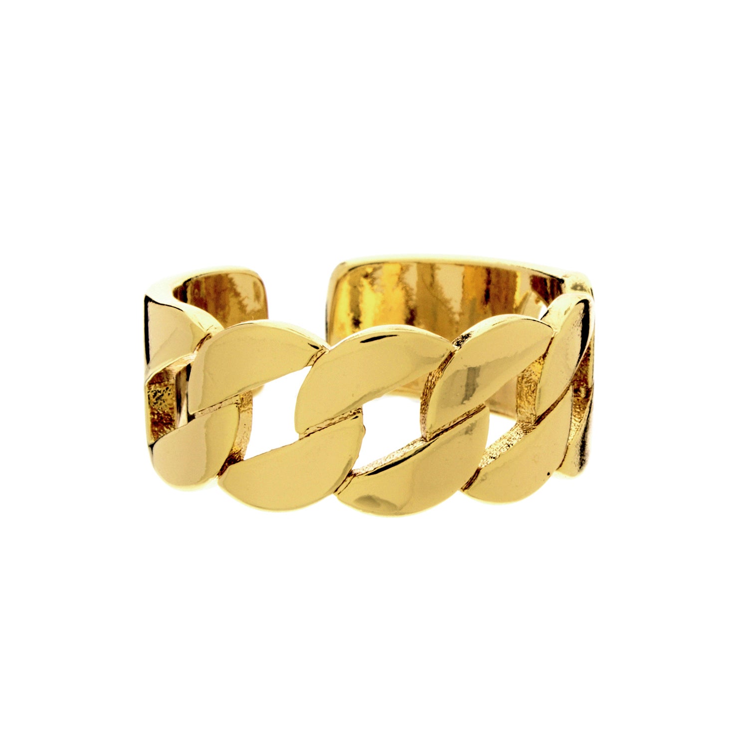 Wide Flat Cuban Link Ring